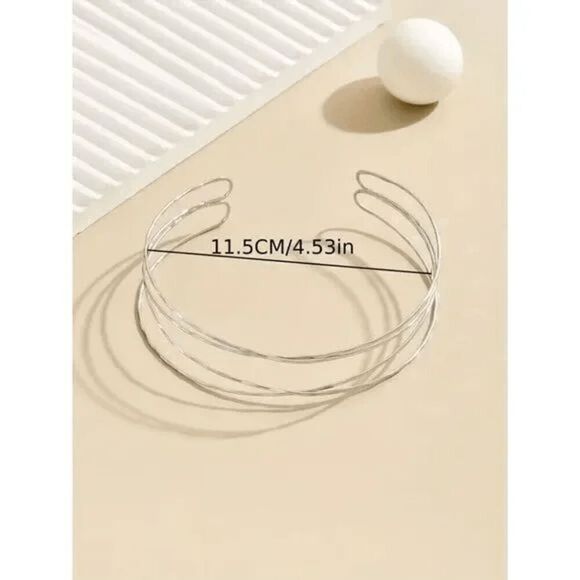 Multilayer Silver Choker Necklace - Picture 4 of 5